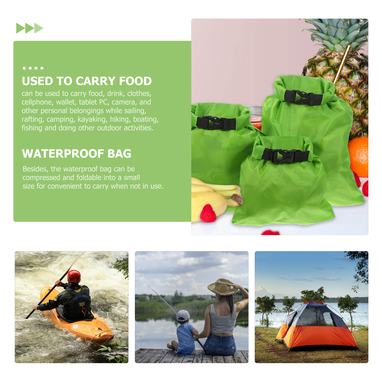 3Pcs Outdoor Waterproof Dry Ba - đánh giá và giá Fishing Kayak Storage Bag